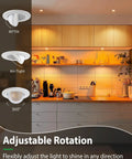 zouzai 2 Inch Gimbal LED Recessed Lights, 5CCT, 5W 550LM, White 4 Pack in kitchen with adjustable 360° rotation and 90° tilt features.