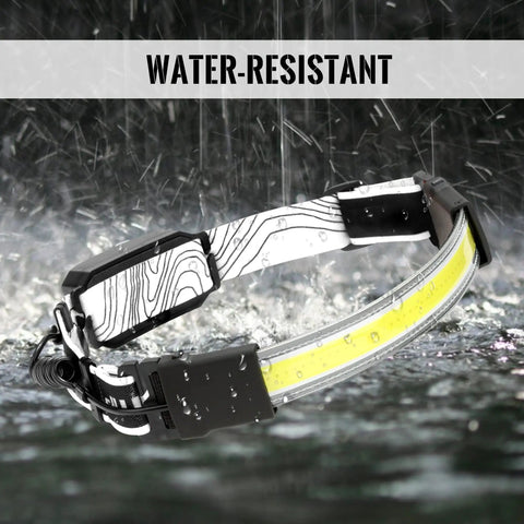 Ultra Bright 1000LM USB Rechargeable Headlamp with 230 Degree Wide Beam Taillight Individual Control Waterproof Running and Camping Headlamps 8 Clips 2 Pack Black shown as water-resistant in rain