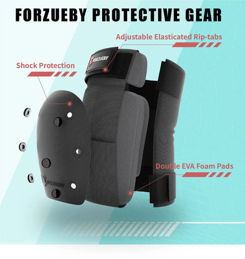 6 In 1 Protective Gear Set For Inline Skating Skateboarding Scooters And BMX with double EVA foam pads and PP shell.