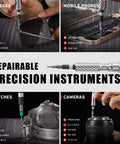 66 In 1 Magnetic Screwdriver Set With S2 Steel Bits used for glasses, mobile phones, watches, and cameras repair.