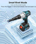Badass Cordless 2 In 1 Rivet Nut And Pop Rivet Tool With Beefy Batteries For Fast Auto Trim Installation and Sheet Metal Fabrication Tasks That Move Like Butter in smart mode on a circuit board.