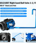 Right Hand Ball Valve One And One Quarter Inch With Nine Inch Hook Lever Rod For Fryers SG14 SG14R SG18 SG18F SGM24