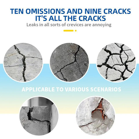 Heavy Duty Concrete Crack Filler And Quick Cure Caulk Sealant Crafted For Industrial Surfaces With Flexible Wrap To Clamp Down On Cracks showing various concrete cracks.