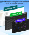 7 Inch ESP32 Display With 800 By 480 IPS HMI AI Touch Screen In Acrylic Case WiFi 2.4GHz Bluetooth 5.0 Dual Core LX7 Up To 240MHz 16M Flash 8M PSRAM 512KB SRAM AI Speech Interaction, shown with Arduino IDE, ESPressif IDF, PlatformIO