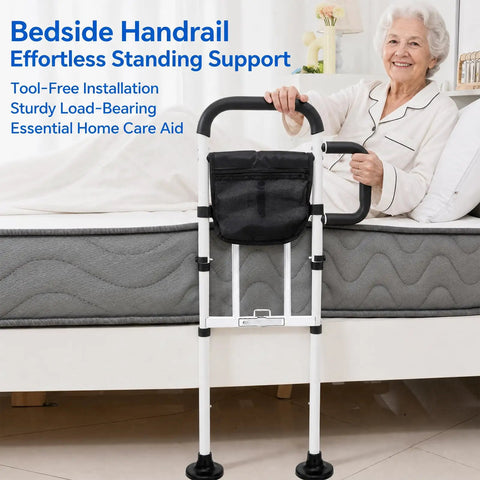Elderly Bed Rail With Non Slip Handle And Motion Activated Night Light For Seniors Upgrade 2026 Adjustable Bed Assist Rail ASTM Approved