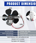 Replacement Range Hood Fan Motor Kit with 99080492 motor bracket, 8.5-inch blade, dimensions labeled and wires visible.