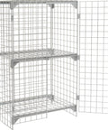 Heavy Duty As Hell One Tier Two Door Wire Mesh Security Locker Gray With Adjustable Inner Shelf Swinging Cabinet Doors For Warehouse, open view to inner shelves.
