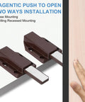 Six Pack Magnetic Push Latches For Cabinet Doors Push To Open Hidden Door Release Drawer Pull Brown Plastic Cabinet Hardware