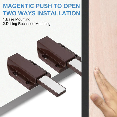 Six Pack Magnetic Push Latches For Cabinet Doors Push To Open Hidden Door Release Drawer Pull Brown Plastic Cabinet Hardware