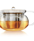 Kyoto 2-In-1 Tea Kettle And Tea Maker Glass Teapot with clear borosilicate glass and removable loose-leaf infuser, side view
