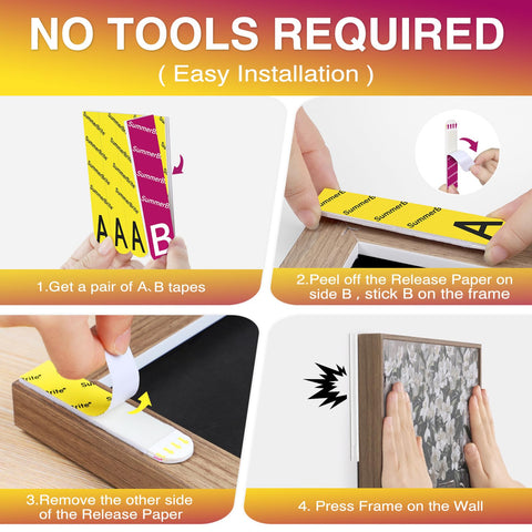 Easy installation steps for Heavy Duty Picture Hanging Strips XL 20 Pairs 40 Strips Damage Free Hanging No Nails For Wall Decor