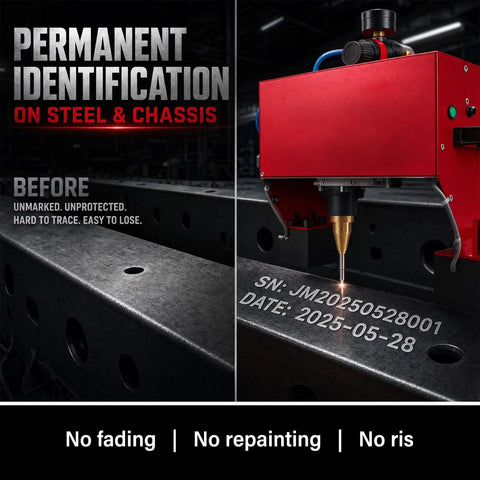 Beast Mode Metal Marking Tool With Adjustable 0.01-1mm Depth For Steel Frames Aluminum Parts And Industrial Components Dot Peen Engraving Delivers Clear Serial Numbers Quickly Durable And Reliable For Chassis Plates Engine Parts, red dot peen marking steel chassis plate