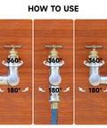 How to use High Flow Brass Swivel Hose Connector 180 Degree and 360 Degree Adjustable Elbow for Garden Hose Three Quarter Inch GHT Fitting Anti Kink Leak-Resistant Faucet Extender for RV Camper Outdoor Spigot and Hose Reel