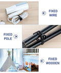 Heavy Duty Ball Bungee Cords Set Of 50 For Camping And Tents securing wire, pole, and wooden frame, emphasizing versatility.