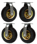 Heavy Duty Rubber Caster Wheels 4 Pack Ninja Smooth Silent Swivel Castors with steel brackets for furniture and equipment mobility.
