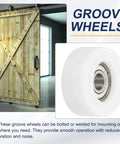 Pack Of Four White Plastic Roller Idler Bearings Pulleys 8x35x15mm For Sliding Doors Furniture Hardware Quiet Easy Glide Nylon Track Wheel For Home Improvement Projects, white groove wheel on wood sliding door