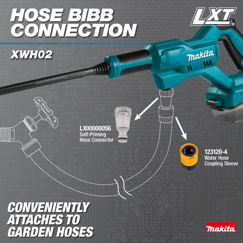 Diagram showing hose bibb connection on No Cord Power Cleaner 320 PSI 0.7 GPM for portable pressure washing