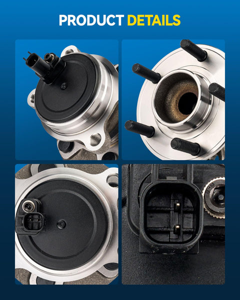 Close-up of Rear Wheel Bearing Hub Assembly 512466 for Ford Focus 2012-2018 with ABS, 5 Lug Direct Fit Replacement, showing details.
