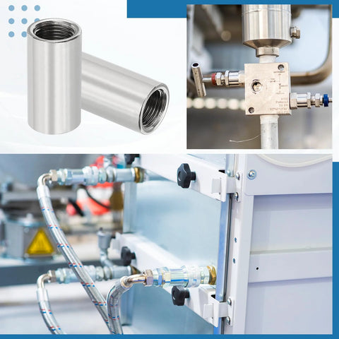 PATIKIL 304 stainless steel pipe coupling, 2x2 in female BSPT, straight connector, silver