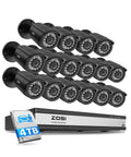 16 Channel Security Camera System With 4TB Drive, 16 1080P Indoor Outdoor Wired Cameras, front view with AI detection feature
