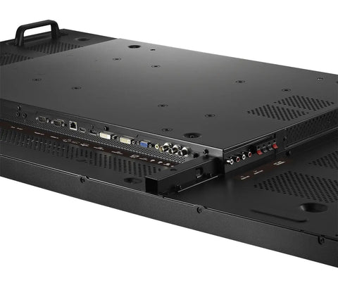 Back view of a 32 Inch LED Digital Signage Display Packing Crisp 1080P Punch with multiple input ports and connections.
