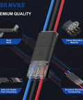 3 Wire Plug In Connector With Locking Buckle 18 To 22 AWG Pack Of 20, black connector with transparent lock and wires