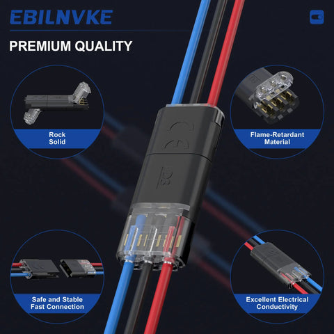 3 Wire Plug In Connector With Locking Buckle 18 To 22 AWG Pack Of 20, black connector with transparent lock and wires