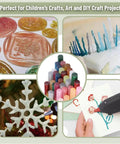 Hot Glue Gun Sticks Pack 60 Count Mini 4 Inch Sticks For DIY Projects Clear Dual Temp Non Toxic Works On Wood Metal Glass Cardboard Paper And More Ideal For Crafting And School Projects used for various craft creations.