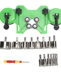 Professional Tile Hole Saw Kit With Dual Suction Cup Guide Jig And Sixteen Dry Wet Drill Bits From 6 To 50 Mm For Ceramic Tile Glass Granite Marble Drilling Like A Boss, green guide jig and bits