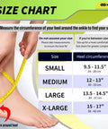 Chart for All Day Comfort Ankle Support Brace For Men And Women With Adjustable Strap showing heel circumference sizing