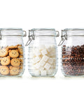 Glass Canister Set 34 Oz Each, 3 Pack Clear Jars For Coffee Bar Countertop, Embossed Polka Dot Apothecary Containers For Tea Sugar Storage