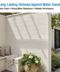 All Weather Heavy Duty Acrylic Paint Sealer For Indoor And Outdoor Use Water Based VOC Free on outdoor wall with garden view