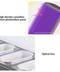 High-density crystalline silicon photovoltaic panel next to optical lens for Rock Solid Solar Flood Lights Outdoor.