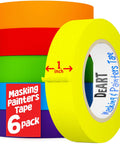 Blue Painter Tape Pro Grade Masking Tape For Arts N Crafts 6 Pack 20 Yard Rolls 0.98 Inch Sharp Edge Line Technology Multi Surface Use Whiteboard Dry Erase Craft Tape Writable, 6-pack rolls