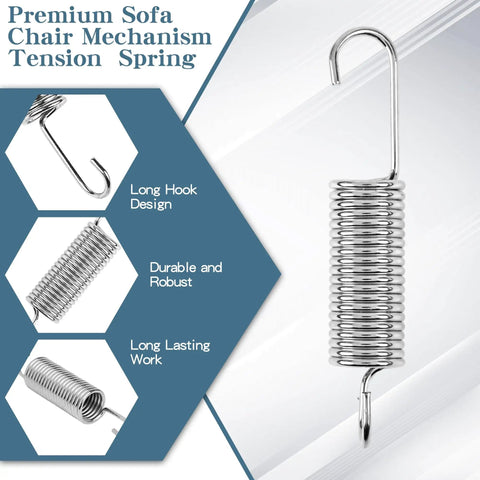 Tough As Nails Stainless Steel Recliner Springs Replacement 4 Pack Furniture Upholstery Repair Kit, detailed view of spring.