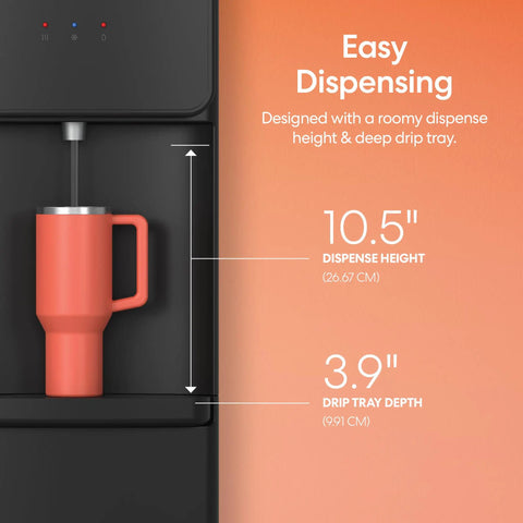 Bottom Load Water Cooler Dispenser With Hot Cold And Room Temp Water, 5 Gallon Bottle Ready, Easy Dispensing Height Display