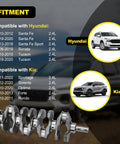 Diagram showing compatibility of 2.4L Engine Crankshaft and Bearing Kit for Hyundai and Kia models 2010-2020.
