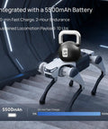 Lite 3 Basic AI Quadruped Robot Platform For Robotics Developers And Researchers Featuring Dope Mobility And AI Driven Motion Control For Algorithm Testing And Real World Robotic Application Development, white quadruped with 10 lb kettlebell