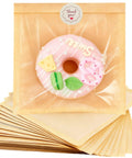 100 Pack 7.1 By 7.5 Inch Cookie Bags With Clear Window Sealing Stickers For Easy Packaging Grease Resistant Brown Paper Bakery Bags