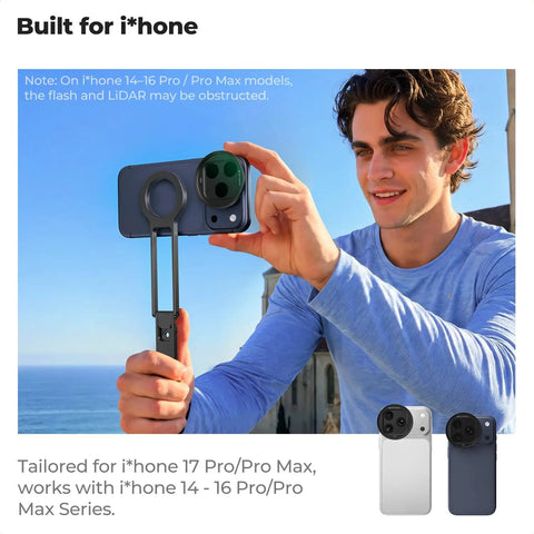 Person using Slick Snap On CPL Filter For iPhone 17 Pro Max And 17 Pro Ultra Lightweight 9.5g Polarizing Lens outdoors