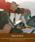 Man placing 2 Inch T2 Focal Telescope Camera Adapter II for SLR and DSLR Cameras into backpack, showcasing portability and ease of use.