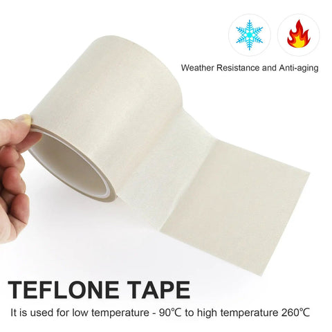Heavy Duty High Temp PTFE Glass Cloth Tape 6 Inch By 33 Feet White Fiberglass Adhesive Heat Resistant For Fabric Sealing Machines