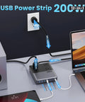 12 In 1 Desktop Charging Station With 200W GaN IV USB C Power Block, Four AC Outlets And Eight USB Ports To Power MacBook And iPhone 17 16 15.