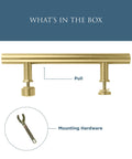 Interior Sliding Barn Door Hardware Madison Pull 12 Inch Brushed Gold Finish with mounting hardware shown
