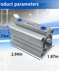 Ultra Slim 32mm Bore 50mm Stroke Aluminum Pneumatic Cylinder Double Acting PT1/8 Port with product dimensions