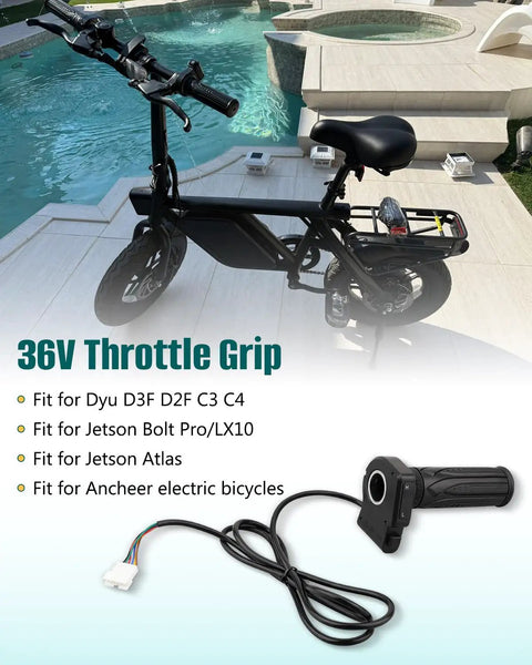 36V Electric Bike Throttle Grip With LCD Voltage Display And Cruise Control Button, High Sensitivity Handle Compatible With Bolt Pro LX10 Atlas Dyu D3F D2F C3 C4 And Ancheer Ebikes Plug And Play Setup Smooth Power Throttle