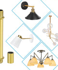 Heavy Duty Straight Pipe Lamp Stem Rod Kit Built Tough For Everyday Hustle Four Pack M10 Double End Thread Carbon Steel 40 Millimeter with gold hardware.