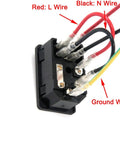Two Pack AC250V 10A IEC 320 C14 Inlet Panel Socket With Fuse Red Light Indicator Rocker Switch 7 Terminal Power Supply Terminal Crimps Connector With Wires showing labeled wires
