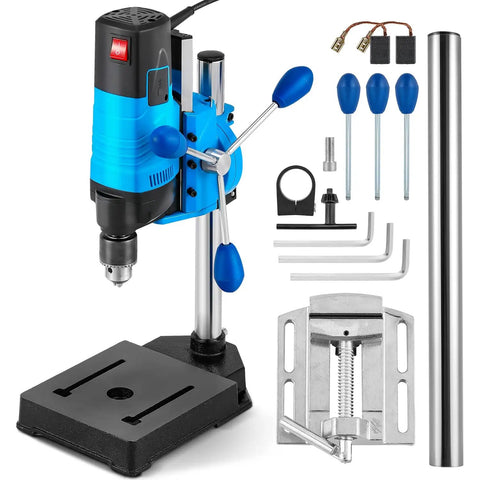 Mini Benchtop Drill Press With 6 Variable Speeds Up To 2800 RPM, 1200W Power, 90 Degree Tilt, includes accessories and base