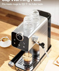 Espresso Machine With Milk Frother For Home Use 20 Bar Pressure Compact Stainless Steel Coffee Maker With Touch Screen On Countertop